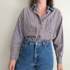 Vintage Denim Collared Plaid Shirt